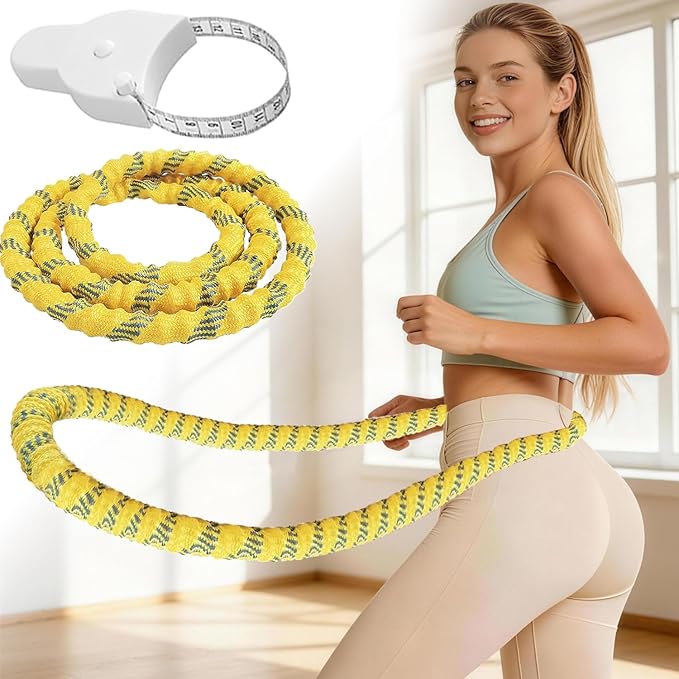 3 lbs Soft Spring Hula Hoop, Weighted Hoops for Adults, Foldable and Portable Hula with Body Tape Measure, Loss Fitness Hoop