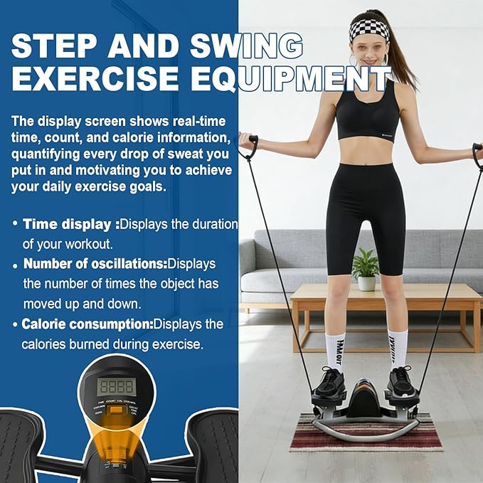 Rock Stepper, Side to Side Exercise Machine, U-Shaped Rock Stepper Machine, Step Rocker Exercise with Uses Silent Technology, Digital Display and Anti-Slip Mat for Home Workout
