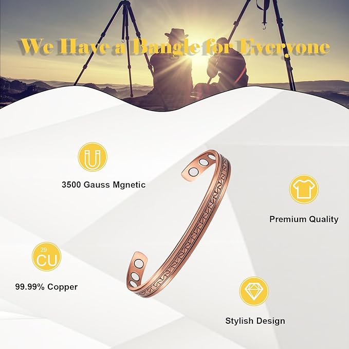 Copper Bracelets for Women, 99% Pure Copper Retro Magnetic Bracelet, Copper Jewelry Gift （0238Q）