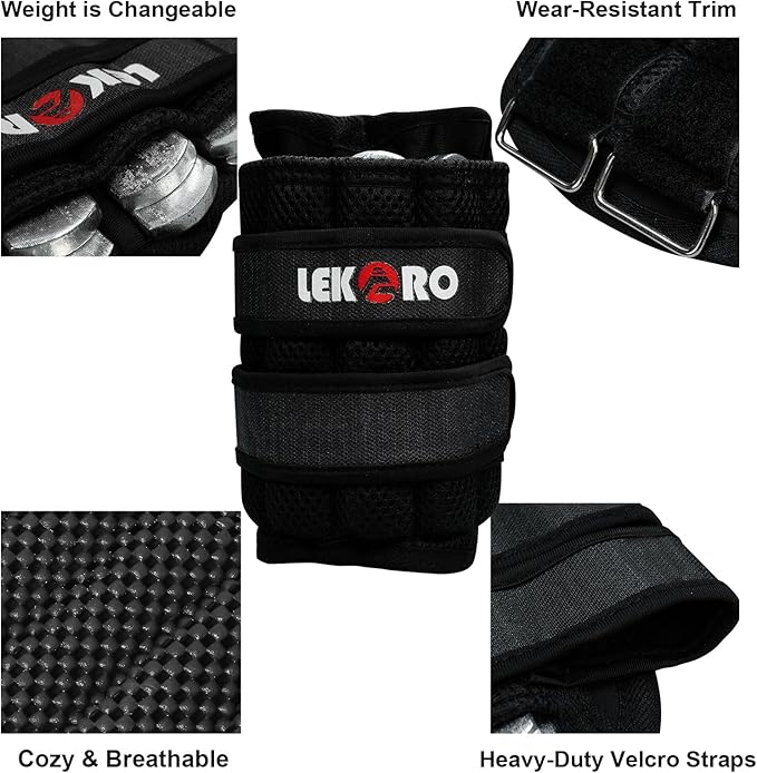 Ankle Weights Wrist Weights for Men Women, 1 Pair Adjustable Removable Steel Weighted Plates Arm Leg Weights for Walking Running Pilates, Fitness Weights