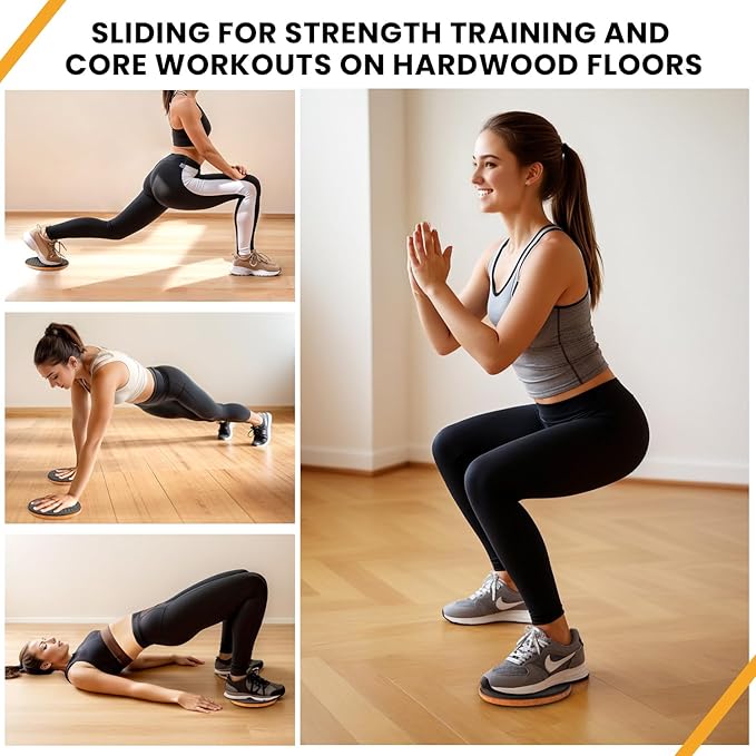MUYOS Sliders for Working Out, 2 Pairs Exercise Core Sliders – Oval (9-1/2" x 5-3/4") & Round (7"), Sliding Discs for Strength Training, Abdominal & Core Workouts on Hardwood Floors, Protects Floors W