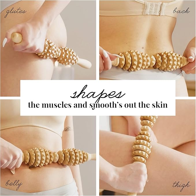 Tuuli Accessories - Oval Wooden Massage Roller, Multi-Functional Body Roller for Cellulite, Muscle Tension and Skin Health Support, Natural Massager for Women and Men