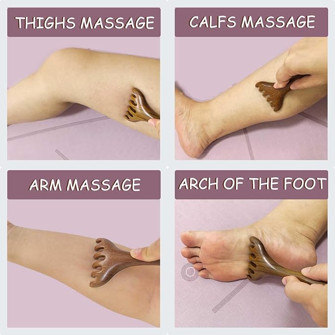 Scalp Massage Tool, Head Massager Scalp, Massage Comb for Gua Sha, Wooden Foot Massage Tool - 2 Pack
