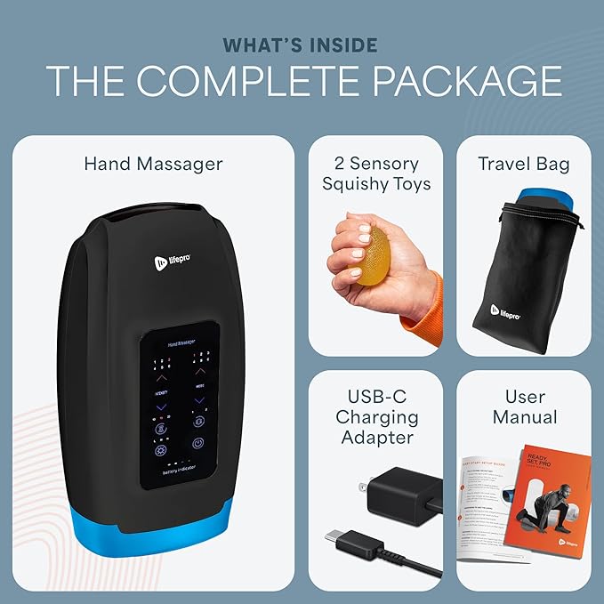 LifePro Legra Plus Hand Massager with Heat and Compression - Finger, Wrist, and Palm Massager with 5 Modes - Pressure Point Therapy for Sensitive Hands, Relaxation, and Comfort
