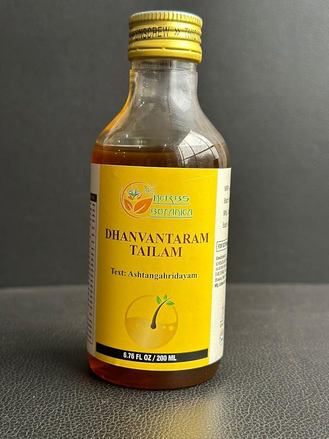 HERBS BOTANICA Dhanwantharam Thailam Oil for Massage Oil, Support Overall Relaxation, Prevent Stretch Marks, Moisturizes Skin, Natural Strength After Delivery 200 Ml