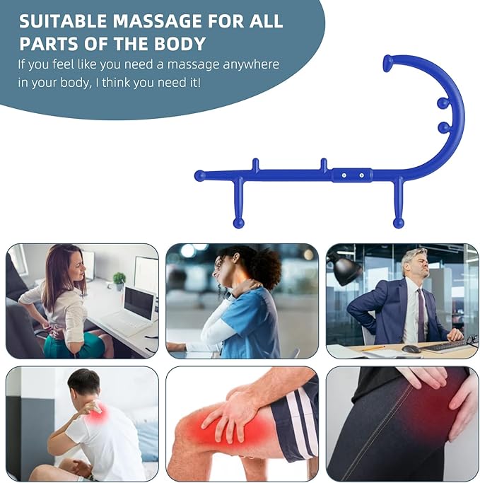 KEINE MARKE Massage Trigger Point Cane Body Deep Tissue Handheld Back, Neck, Shoulder, Leg and Feet Massager Rod, Muscle Release Tool Self Massage Hook Cane for Women & Men (Upgraded Blue)