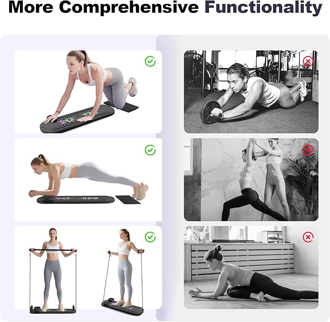 6 in1 Pilates Board, Multi-Purpose Pilates Reformer Set, Foldable Abdominal Board, Pilates Reformer Board for Home, Workout Equipment, Abs Workout Equipment, Core Workout Equipment