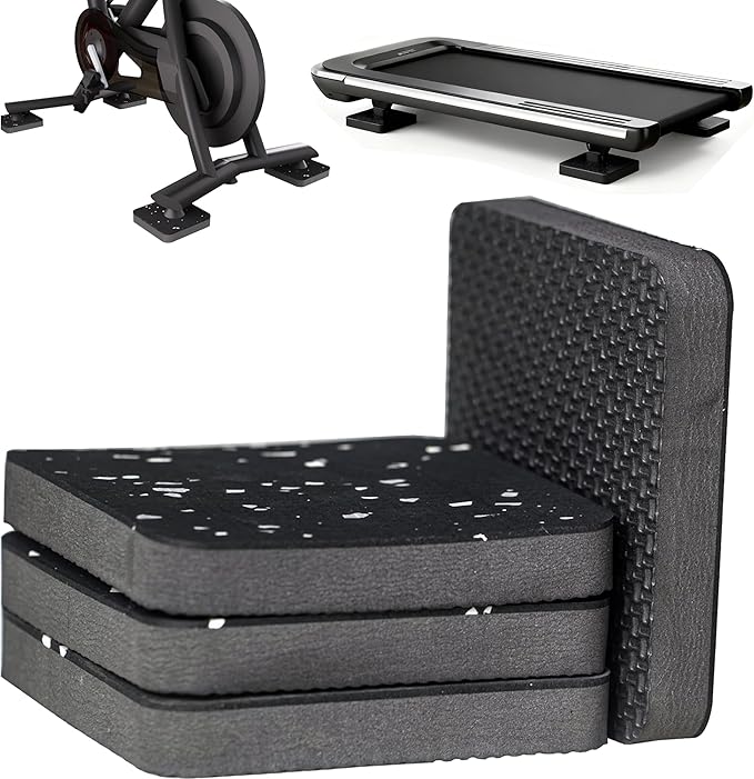 Treadmill Mat Pads,Walking Pad Mat for Bike Hardwood Floors&Carpet, 4 Pcs 3.94"x3.94"x0.6" Exercise Equipment Matt Hardwood,Rubber Foam Noise Reduce&Shocking Absorber Gym Floor Protector Padding