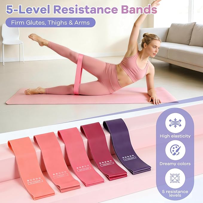 at Home Pilates Kit, 14PCS Workout Pilates Equipment for Women, Pilates Set with Pilates Ring and Ball Set, Resistance Bands, Pilates Essentials Kit for Women, Beginners at Gym, Outdoor