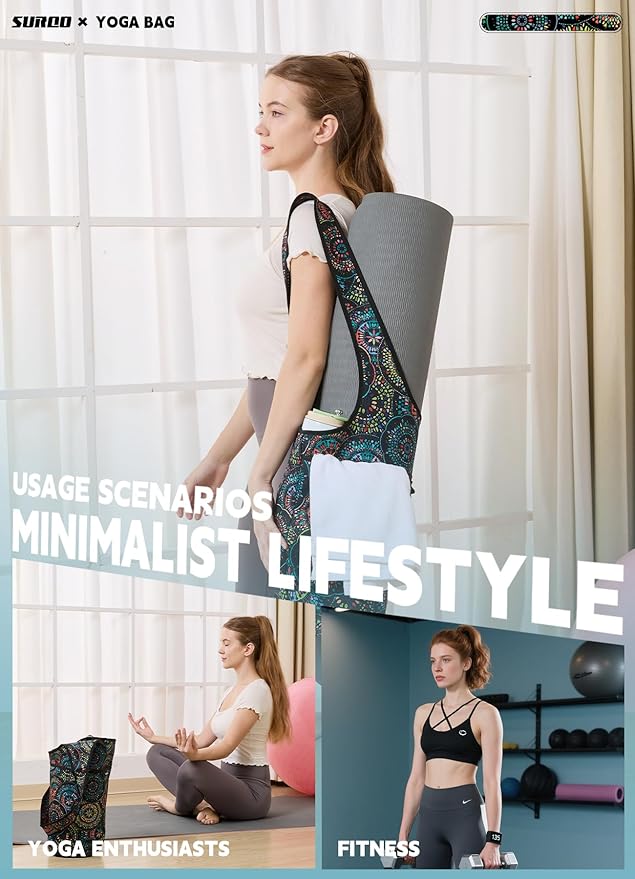 Yoga Mat Bag – Neoprene, Lightweight, Spacious Carrier, Large Zipper Pocket, Ideal for Gym Yoga & Fitness Mats