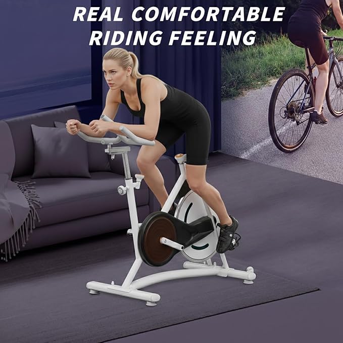 Exercise Bike with Exclusive Heart Rate Sensor and APP Sync, Stationary Bikes for Home with Continuously Variable Resistance, Compact Indoor Cycling Bike with Tablet Mount