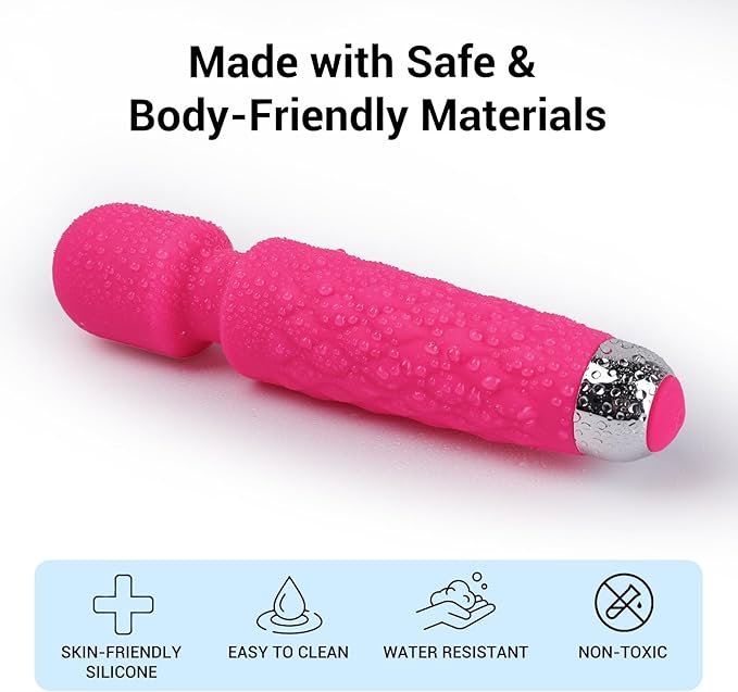 Handheld Massager,Power Wand Wireless Rechargeable Vibrating Massager, Body Massaging for Woman and Back Neck Muscle Aches (Pink)