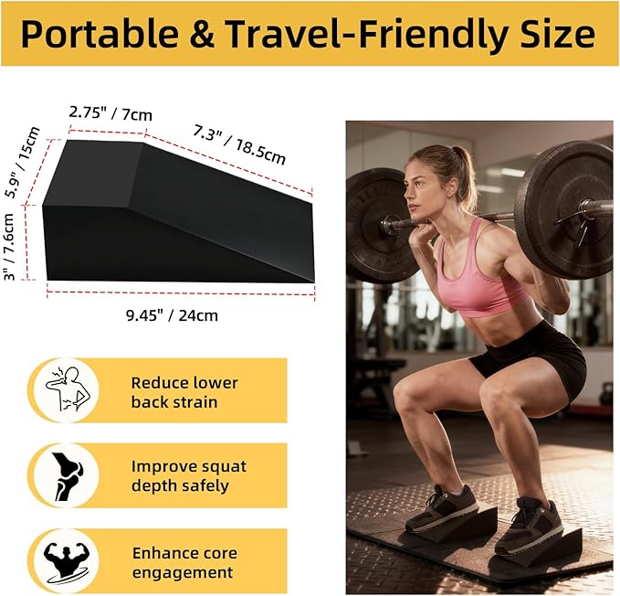 Squat Wedge Block Yoga Wedge Blocks 2 Pack, Yoga Foam Wedges Exercise Foot Wedges Block for Workout Heel Elevated Calf Stretcher Gymnastic(Black)