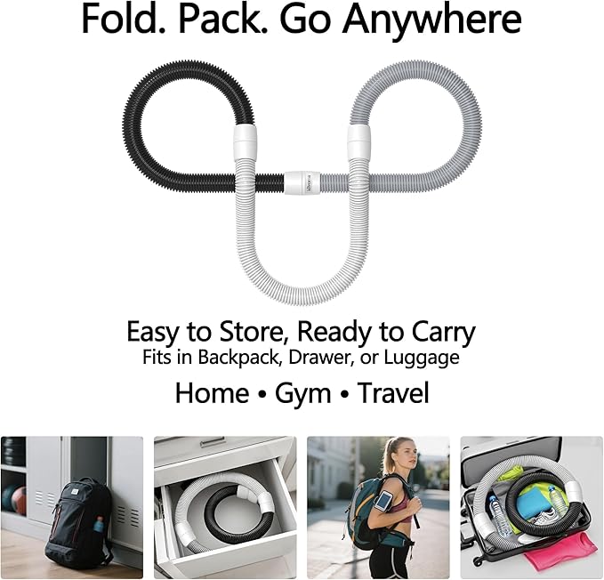Weighted Soft Spring Fitness Hoop for Adults – 3.3lb Foldable Exercise Hoop, Waist-Friendly Design, Portable Slimming Exercise Equipment for Home and Travel
