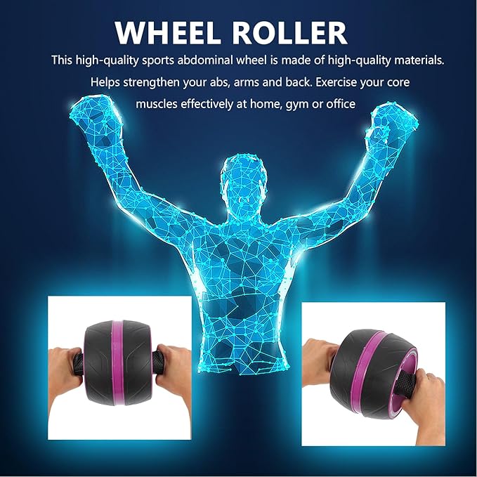 TEHAUX Ab Roller Wheel with Automatic Rebound Exercise Wheel for Core Workout with Knee Mat Abs Abdominal Trainer for Home Strength Training