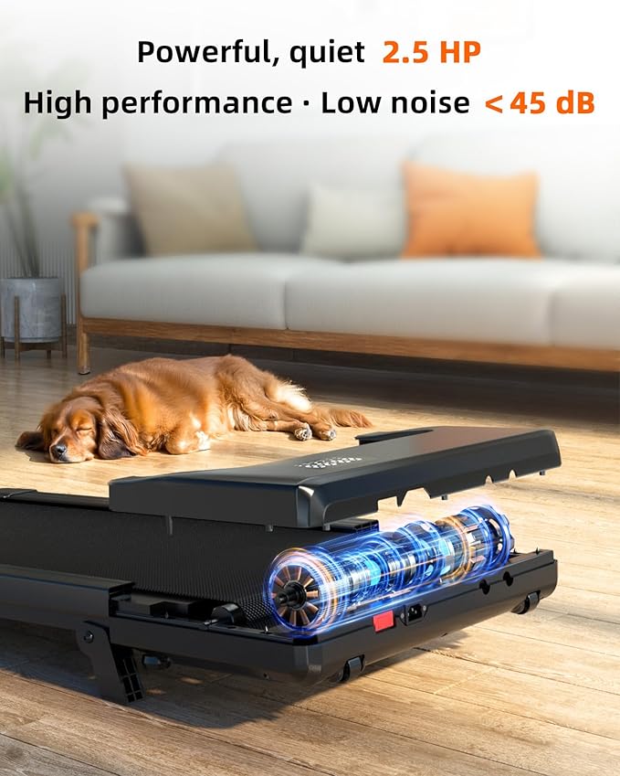 DeerRun Under Desk Walking Pad Treadmill for Home & Office, 6% Manual Incline, 2.5 HP, 0.6–3.8 MPH Walking Speed, 300 lb Capacity, App & Remote Control