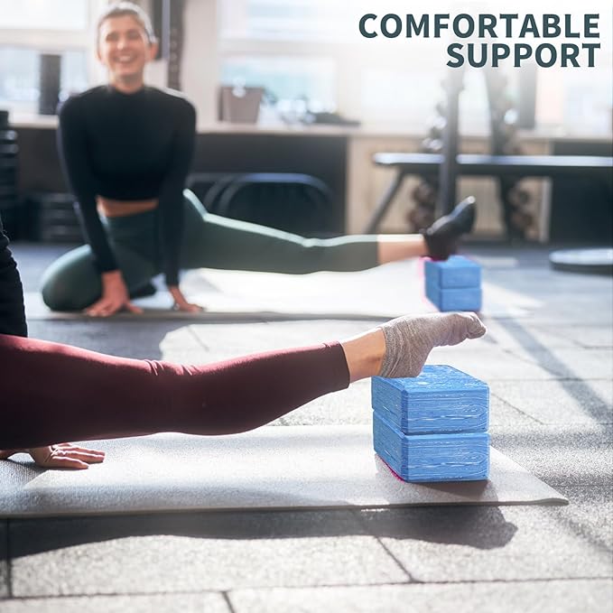 2-Pack Yoga Blocks, High-Density 9"x6"x3" Yoga Brick Foam Blocks Non-Slip EVA Foam Block Yoga Props Accessories for Yoga Pilates Stretching and Meditation