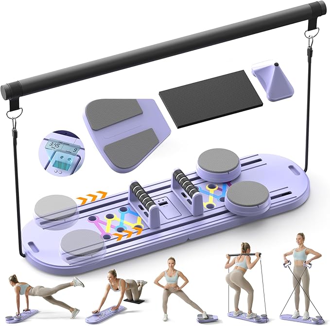 Pilates Board,Multifunctional Rebound Abdominal Board,Foldable Pilates Reformer Set, Ab Core Trainer Machine,Ab Exercise Board,Abs Workout Equipment for Women Home Gym Equipment
