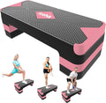 Adjustable Aerobic Exercise Step- Workout Step Platform, 26.5" Step Deck with 4", 6", 8" Height Risers, Women's Home Gym Fitness