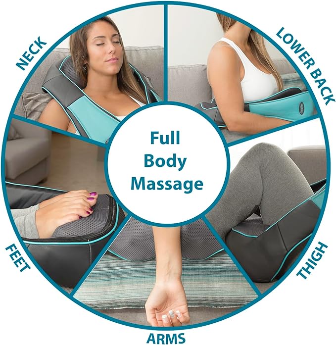 InvoSpa Shiatsu Neck and Back Massager with Heat - Deep Kneading Pillow for Massage - Electric Full Body Massager