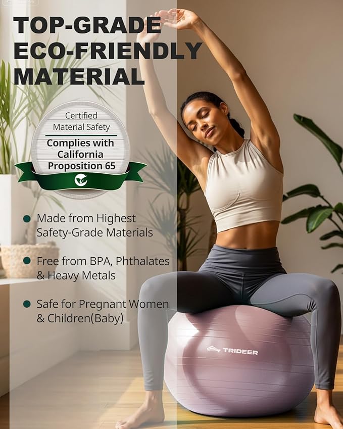 Trideer Exercise Ball Yoga Ball,Office Seating & Balance Ball Chair, Stability Ball for Pilates, Physical Therapy,Core Training & Balance Improvement & Stretching