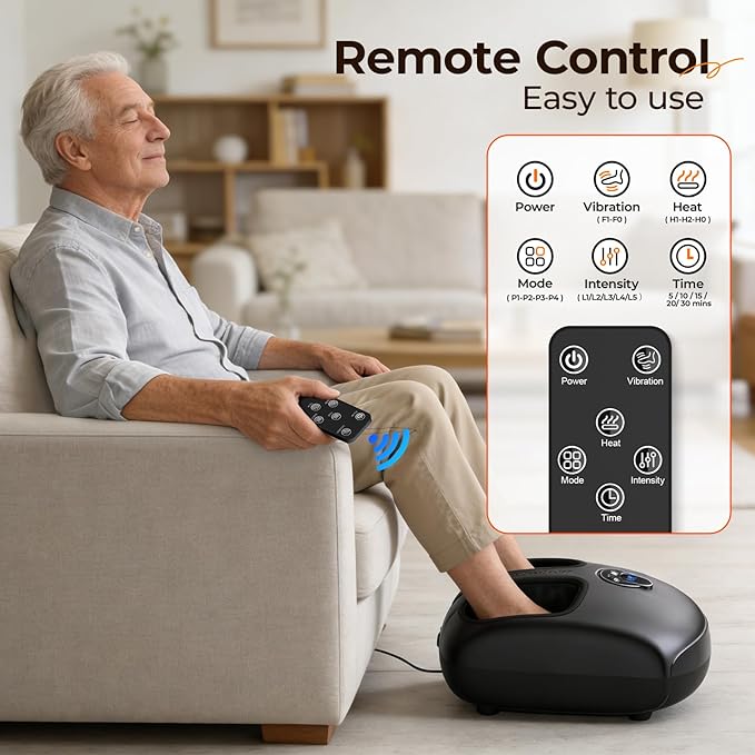 Foot Massager with Heat - Shiatsu Deep Kneading to Relieve Tired & Aching Feet, Fits Size 6-13