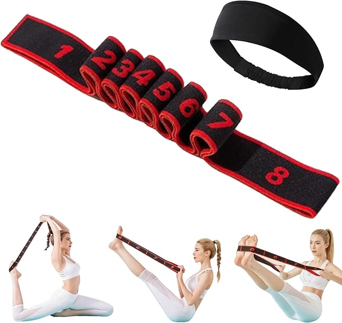 Fitness Resistance Band for Stretching and Yoga, Fashion Puller Exercise, Fitness Resistance Bands with Handles, Adjustable 8 Segment Numbered Resistance Band for Full Body