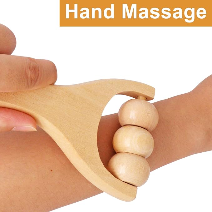 3Pcs Wood Therapy Massage Tools, Wood Therapy Tools for Body Sculpting, Wooden Massage Tool, Wooden Bead Massages Tool, for Relaxes Thigh, Leg, Hands Full Body Muscle Men Women