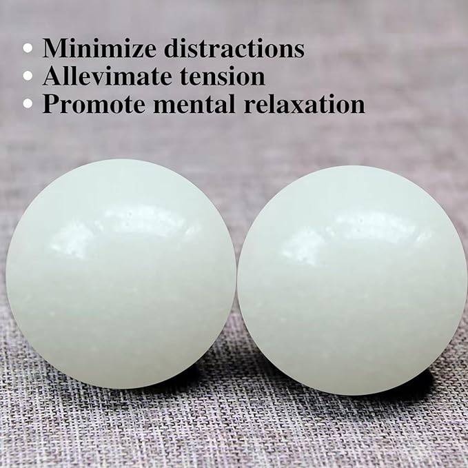Natural Marble Baoding Chinese Meditation Balls, Stress Relief Hand Exercise Therapy Set, White Small-1.38"