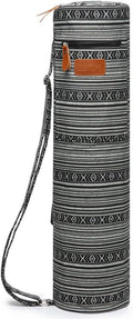 Canvas Yoga Mat Bag with Adjustable Strap & Pockets, Full-Zip Travel Gym Tote for Women & Men, Fits 1/4" & 1/3" Thick Mats, Lightweight Carrier for Yoga, Studio, Workout, Outdoor Use