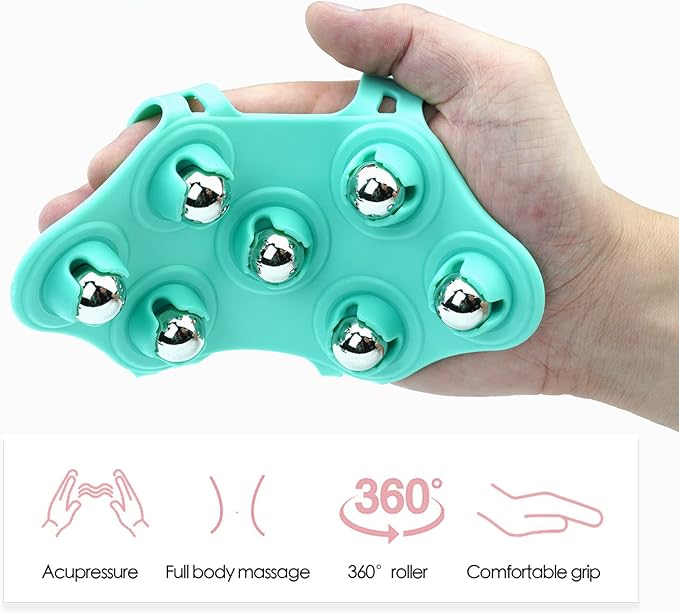 Massage Ball, Roller, Hand Held Massager, Therapy Ball, Back Massager, Trigger Point Ball, Foot Massage Ball, Green