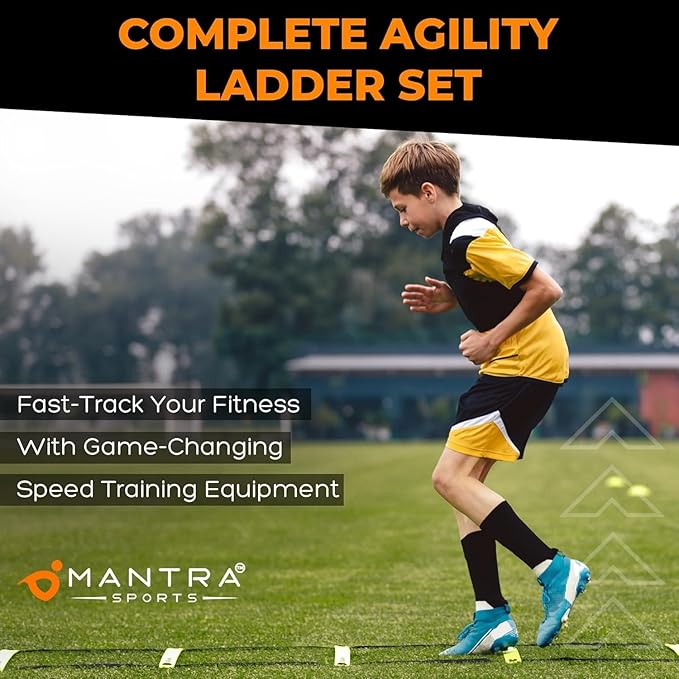 Soccer Training Equipment Agility Ladder Set, Sports Speed & Agility Training Equipment Kit with Cones & Drills, Speed Training Ladder for Footwork, Football Training Equipment