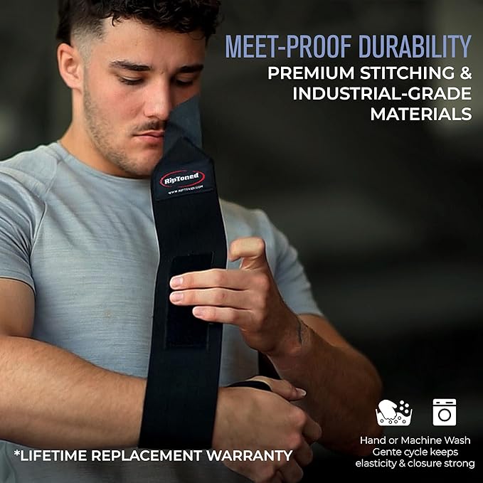 Rip Toned Wrist Wraps for Weightlifting – USPA & USAPL Approved 18" Wrist Straps for Powerlifting – Adjustable, Durable Gym Wraps with Thumb Loop – Quality Support for Men & Women