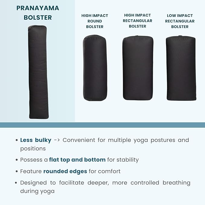 Everyday Yoga Premium Bolster, Soft & Supportive Meditation Pillow with Carry Handle, Lightweight Cushion for Restorative Yoga & Relaxation (Multi-Color)