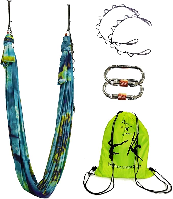 Aerial Yoga Hammock Aerial Pilates Silk Yoga Swing Set Inversion Equipment include daisy Chain, Pose Guide 5.5 yards