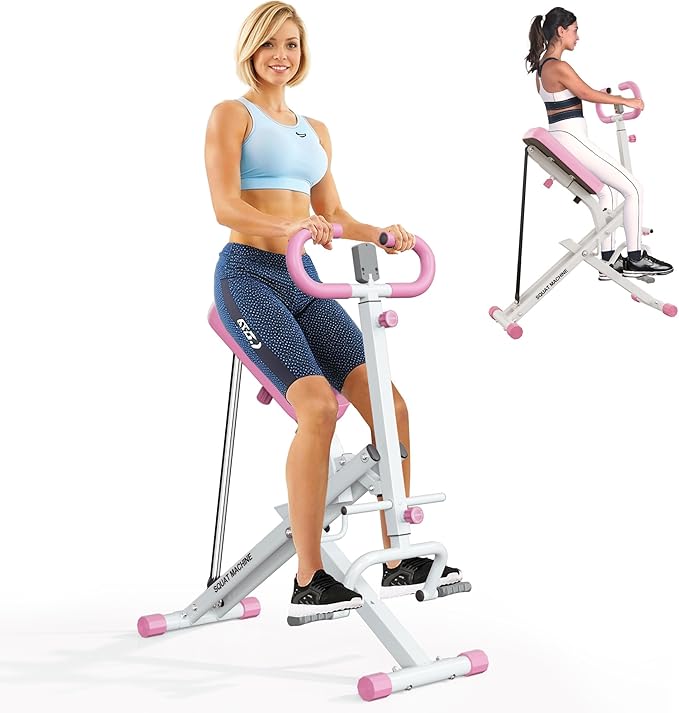 Squat Machine for Home Gym, Squat Rowing Machine with Adjustable Resistance and Optional Full Motion, Squat Assist Trainer for Glutes