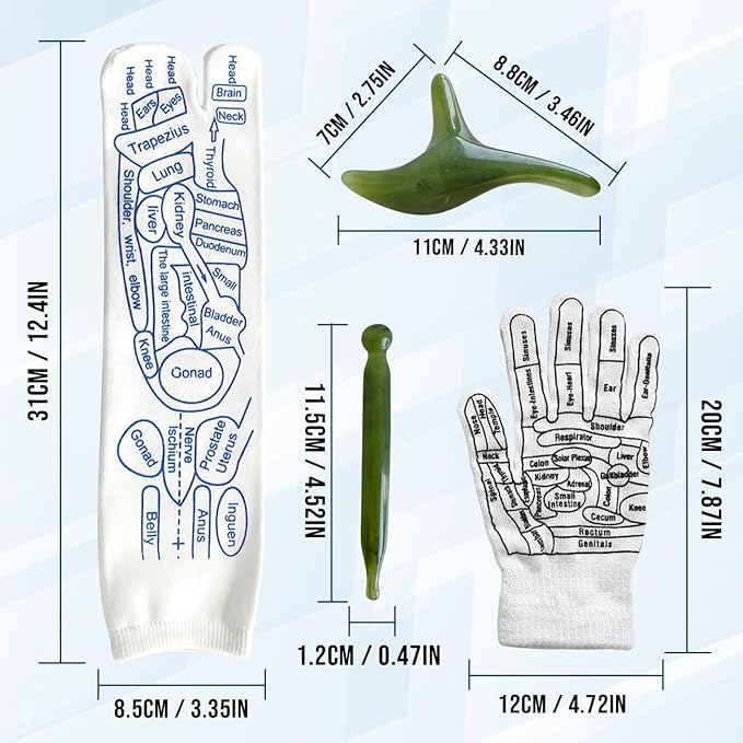 Reflexology Socks with Tools, Acupuncture Massage Socks Pain Relief Remedy for Foot Acupressure Socks with Gloves for Women's Size