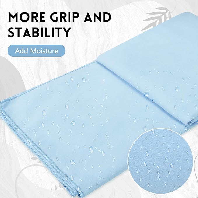 Breling 4 Pack 72" x 24" Hot Yoga Towel Non Slip Microfiber Mat Towel Sweat Absorbent Soft Pilates Mat Essentials for Hot Yoga Pilates Exercise(Blue)