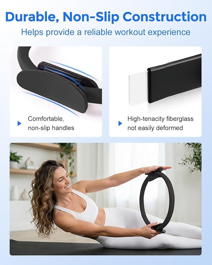 Home Pilates Essentials Kit for Women, Magic Circle Pilates Equipment Ring and Ball Set, 6 Resistance Bands Workout Guide Video for 28 Day Pilates Essential Challenge Starter Kit for Beginners