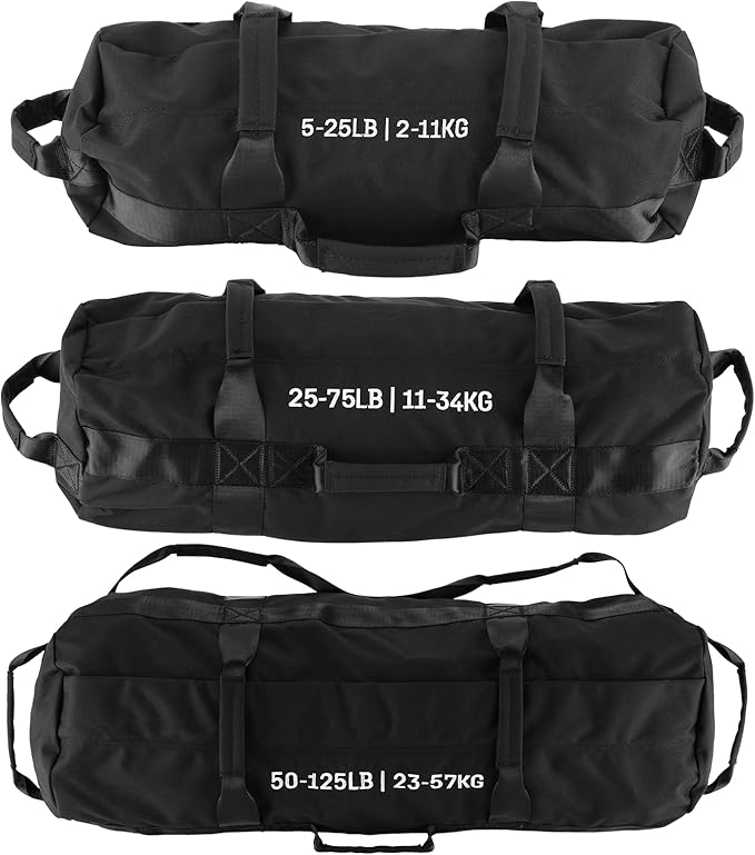 Garvee Sandbag for Fitness Weights Training,5-200 LBS Adjustable Weighted SandBag for Strength Powerlifting Running Home Gym Exercise,Black
