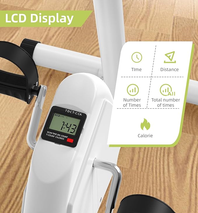 Pedal Exerciser Bike Hand Arm Leg and Knee Peddler, Adjustable Resistance Senior Exercise Equipment for Home, Adjustable Height Knee Exercise Equipment, Stroke Recovery Sit Down Bike