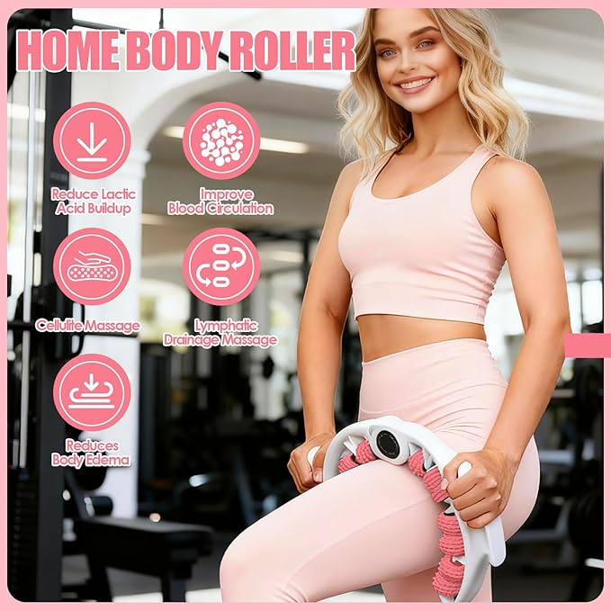 Rosvola Leg Massager Roller, Detachable Massager Muscle Roller, Deep Tissue Massage Tool, Massage Rollers for Legs, Fascia Massage Tool with Non Slip Handle for Home Office Yoga