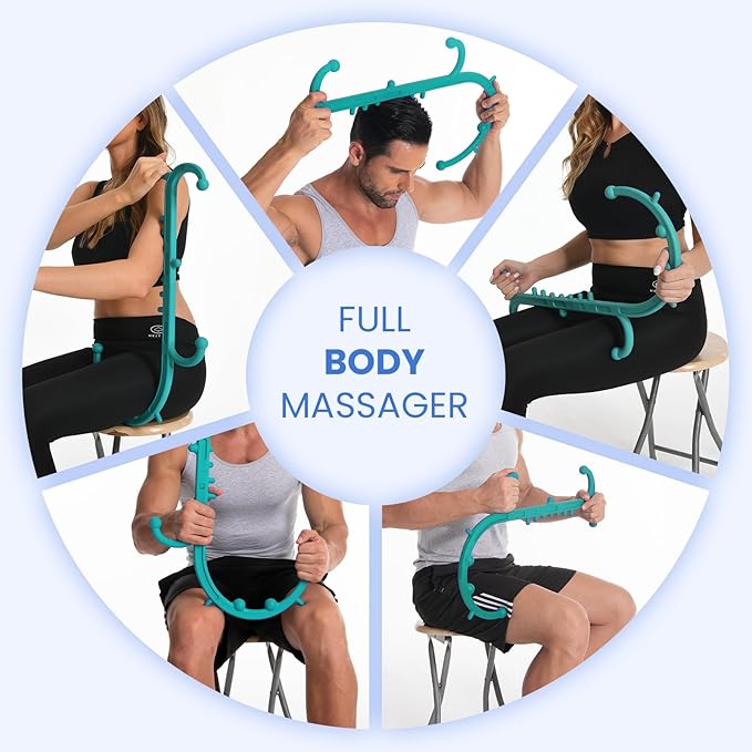Deep Tissue Back & Neck Massager - Back Massager Stick for Pain Relief, Muscle Knot Remover, Trigger Point Massage Tool for Full Body, Shoulders, Legs - Pressure Point Massage Tool