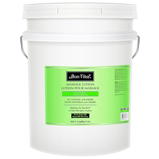 Bon Vital', Naturale Massage Lotion,5 Gallon, All Natural Massage Lotion for Massage Therapy and Bodywork, Lightweight Unscented Lotion, Plant-Based Ingredients for Smooth Application
