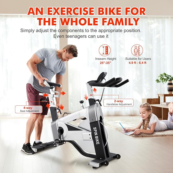 GarveeLife Commercial Exercise Bike, Cycling Bike for Home Cardio, Fitness Stationary Bike Indoor&Outdoor, Silent Belt Drive, 300 LBS Weight Capacity, Adjustable Comfortable Seat/Magnetic Resistance