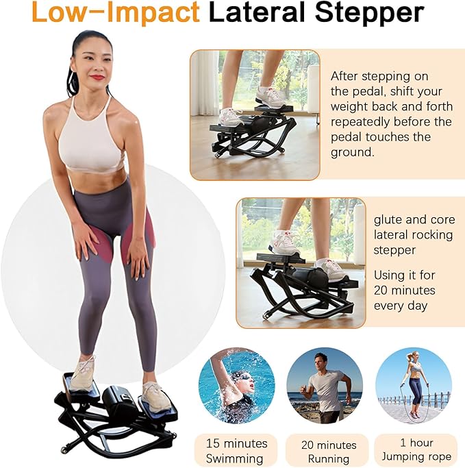 Rock Stepper, Portable Rock Stepper Side -to- Side , Compact Low-Impact Lateral Rocking Machine for Knees and Joints, Step Rocker for Legs Glutes Abs, Home Use Step Fitness Machines