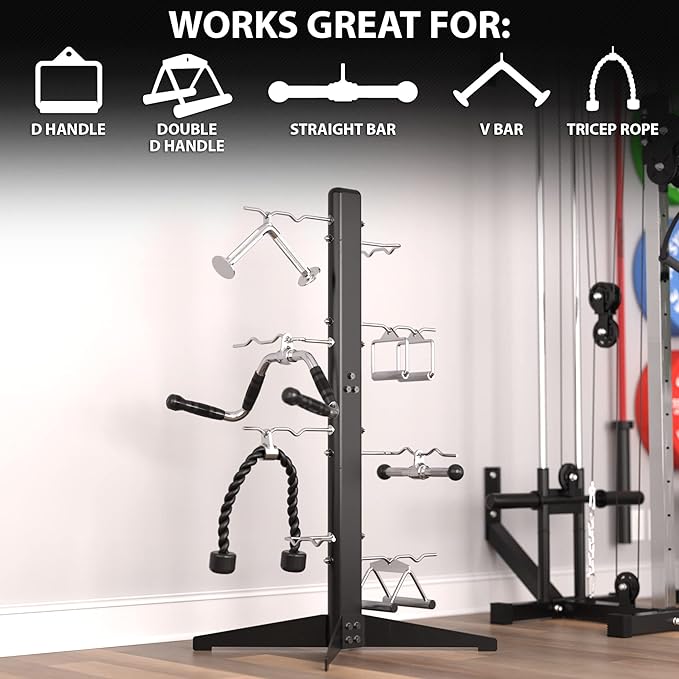Synergee Cable Attachment Rack. Free-Standing Storage Rack. Multi-Use Storage Posts for Exercise Attachments.