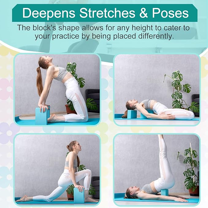 Meooeck 18 Pcs Yoga Blocks and Strap Set Include 12 EVA Foam Yoga Blocks Bulk 9"x6"x3" with 6 Adjustable 8 ft Straps D Ring Non Slip Props for Stretching Pilates Workout Studio Home Gym