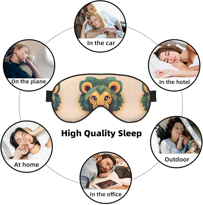 Cartoon Lion Head-Mounted Double-Sided Light-Blocking Sleeping Eye mask to Protect Eyes and Relieve Eye Fatigue