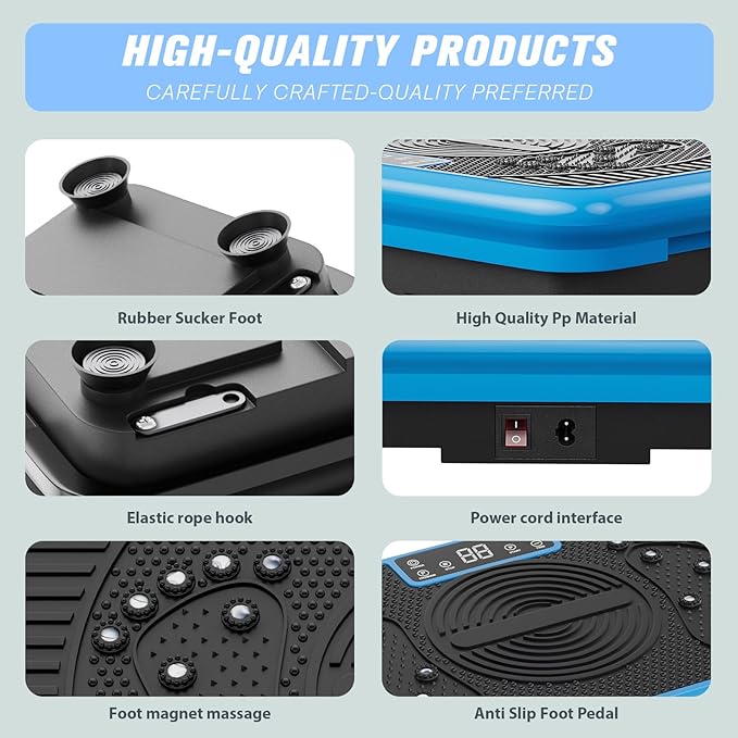 Vibration Plate Fitness Platform Exercise Machine Vibrating Lymphatic Drainage Shaking Full Body Shaker Workout Vibrate Stand Shake Board Sport Gym for Weight Loss Fat Burner for Women Men